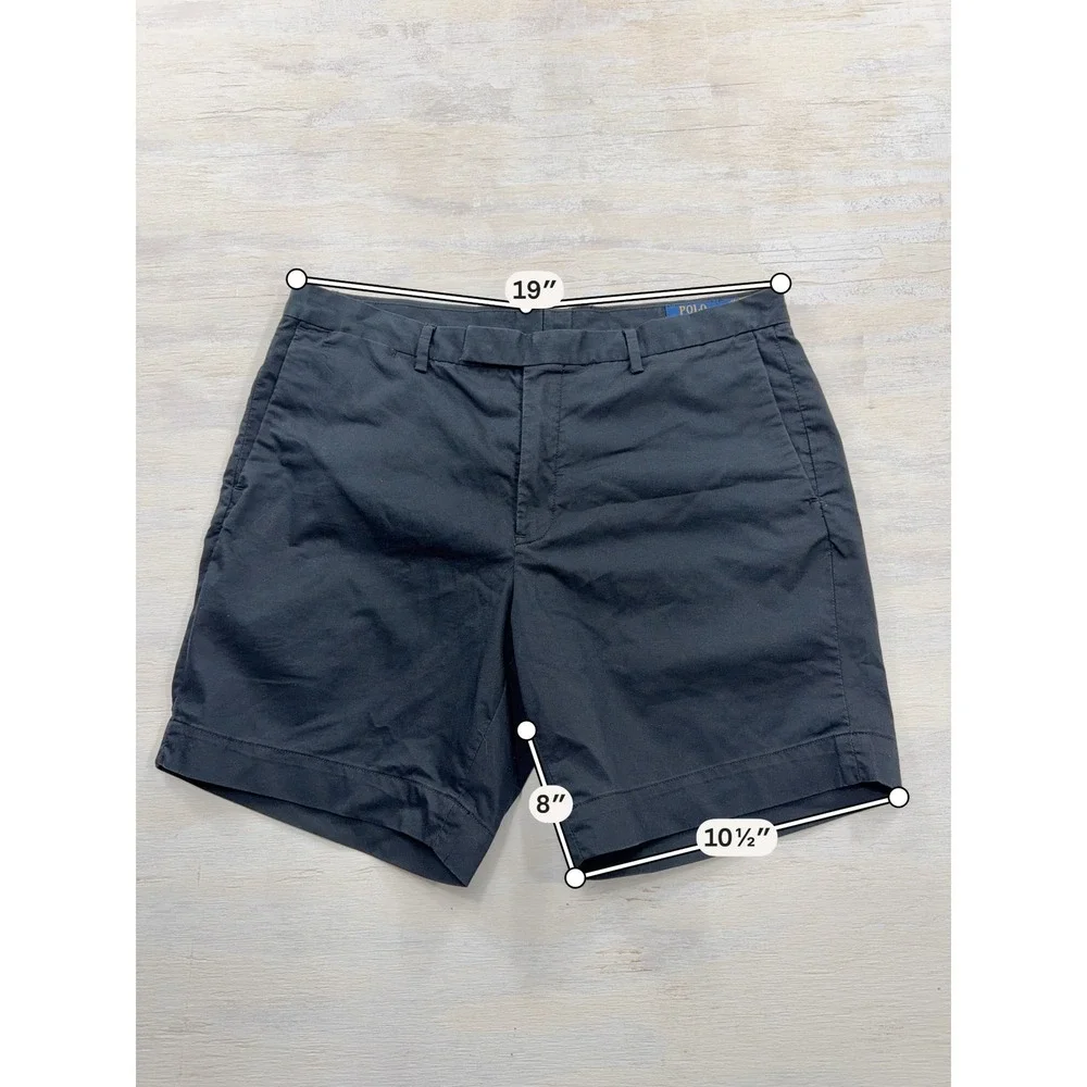 Polo Ralph Lauren Shorts Stretch Straight Fit 36 Chino Flat Front Navy Mens